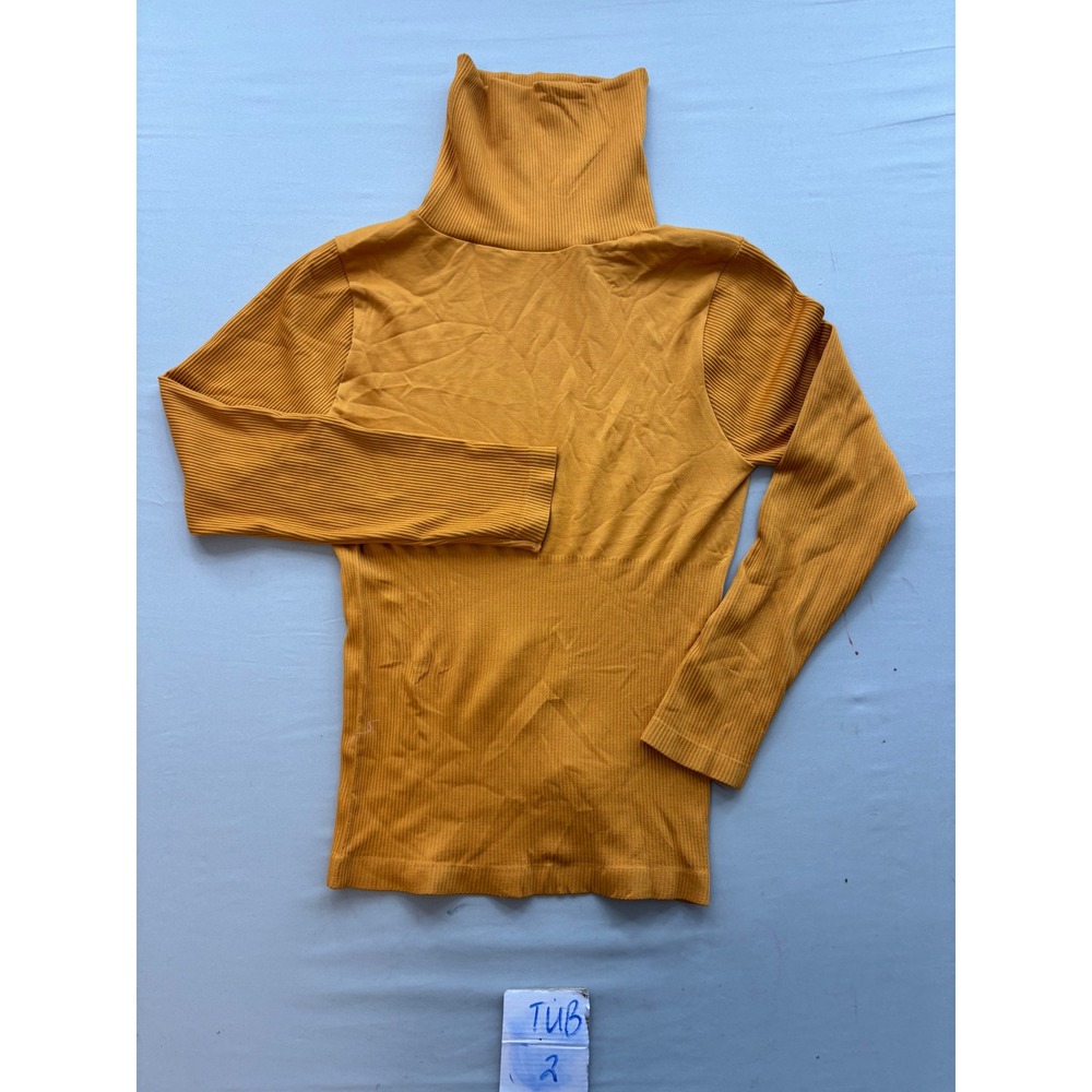 Chances R Seamless Mustard Yellow Ribbed Turtleneck Top Long Sleeve L/XL